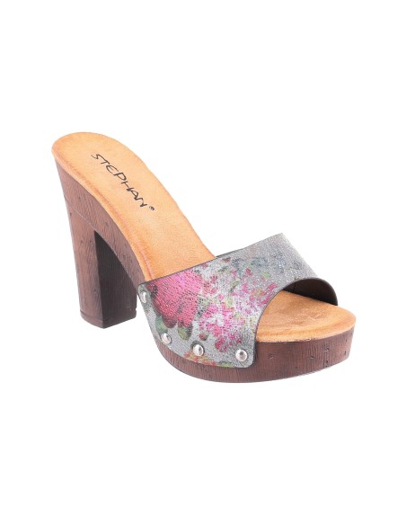 Sabot femme simili cuir à fleur verni Laurianne