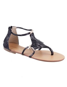 Sandales femme simili cuir aspect serpent noir MIRA