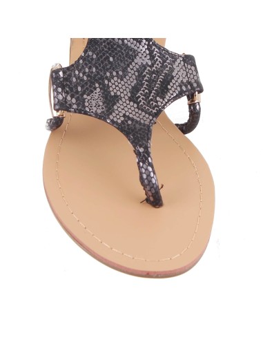 Sandales femme simili cuir aspect serpent noir MIRA Sandales femme simili cuir aspect serpent noir MIRA