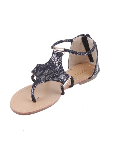 Sandales femme simili cuir aspect serpent noir MIRA Sandales femme simili cuir aspect serpent noir MIRA