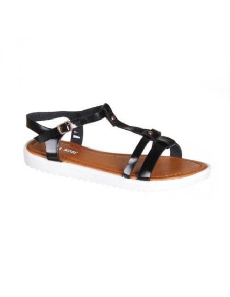 Sandales femme compensée simili cuir noir verni OXANA