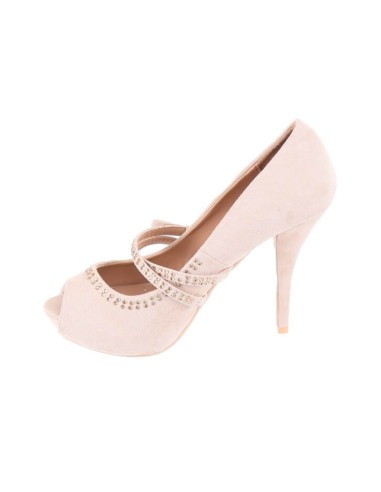 Escarpin à talon aspect daim et strass beige  Jennifer Escarpin à talon aspect daim et strass beige  Jennifer