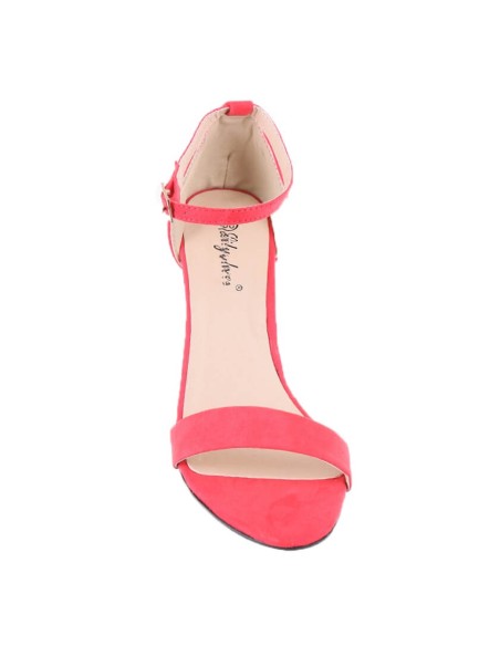 Sandales femme aspect daim à talon corail ANGIE