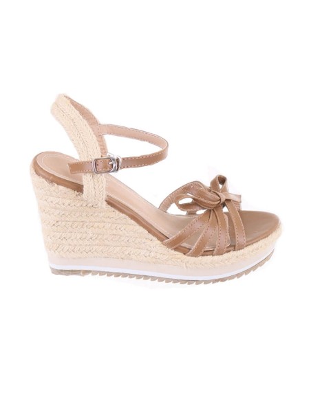 FANNY khaki rope look strapped women's wedge sandals  