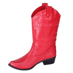 Bottes femme simili cuir brodé blanc WESTERN 2