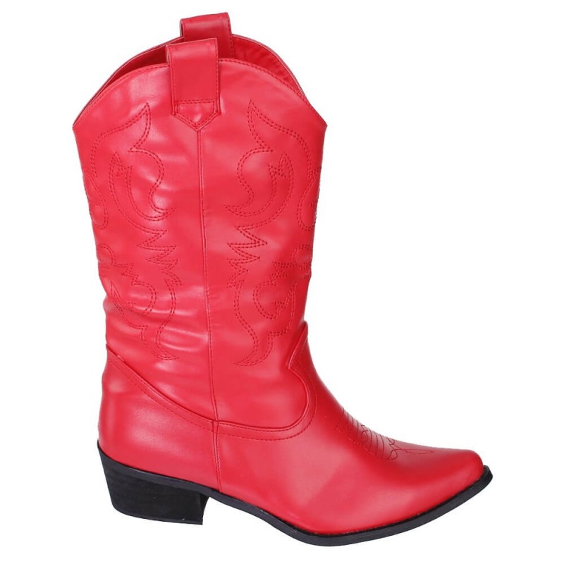 Bottes femme simili cuir brodé blanc WESTERN Bottes femme simili cuir brodé blanc WESTERN