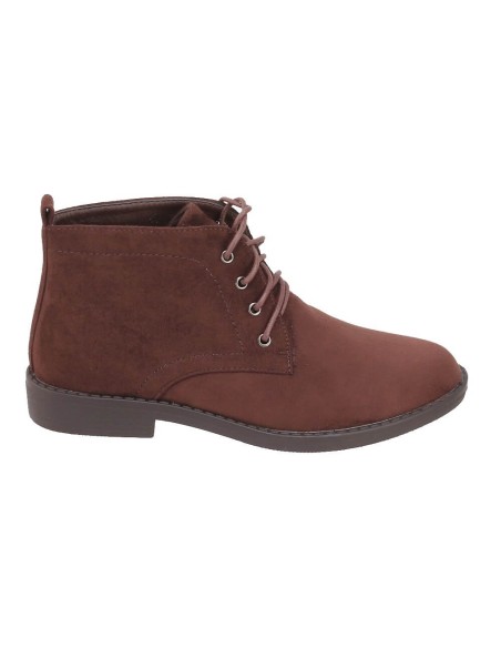 Derbies femme aspect daim montante à lacets marron Romane