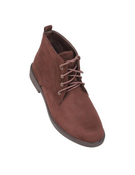 Derbies femme aspect daim montante à lacets marron Romane