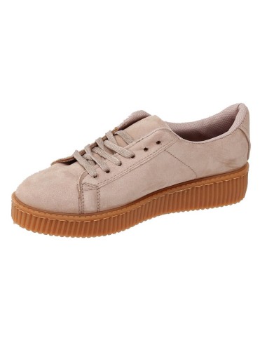 Baskets femme compensées allure daim velouté beige BETINA Baskets femme compensées allure daim velouté beige BETINA
