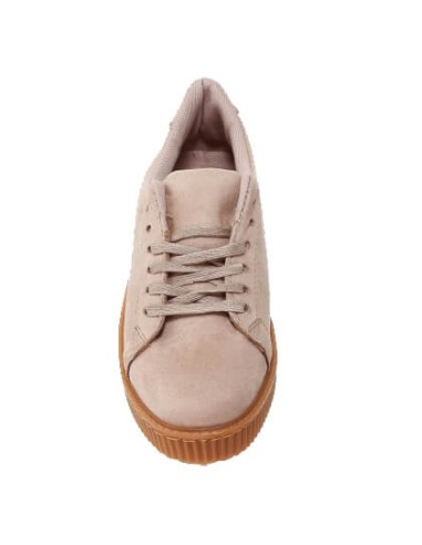 Baskets femme compensées allure daim velouté beige BETINA Baskets femme compensées allure daim velouté beige BETINA