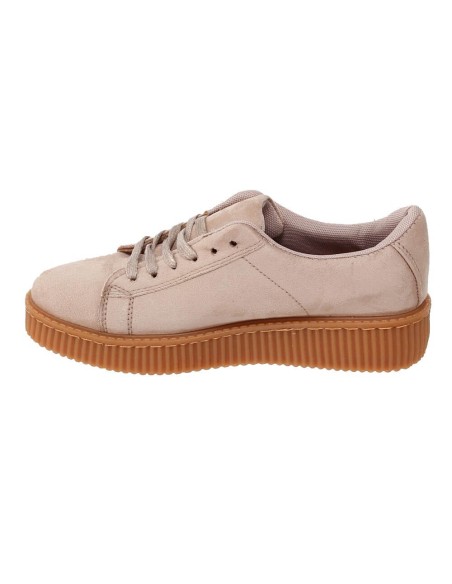 Baskets femme compensées allure daim velouté beige BETINA