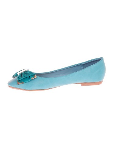 Ballerine plate  femme simili cuir d'excellente qualité à strass bleu turqoise MAGALY Ballerine plate  femme simili cuir d'excellente qualité à strass bleu turqoise MAGALY