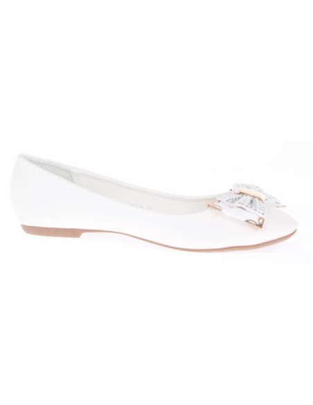 BALLERINES FEMMES À STRASS BLANC MAGALY 