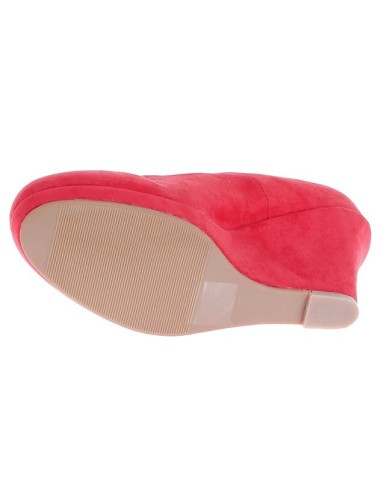 Escarpin femme  en suédine à talon compensé simili cuir rouge DARLA Escarpin femme  en suédine à talon compensé simili cuir rouge DARLA