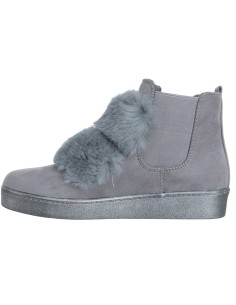 Bottines femme effet daim à fourrure grise Bristol 2