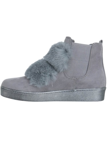 Bottines femme effet daim à fourrure grise Bristol Bottines femme effet daim à fourrure grise Bristol