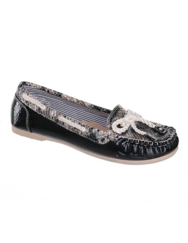 Mocassin femme aspect serpent simili cuir noir Caracas Mocassin femme aspect serpent simili cuir noir Caracas