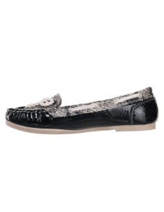Mocassin femme aspect serpent simili cuir noir Caracas 2