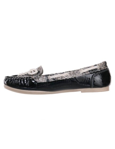 Mocassin femme aspect serpent simili cuir noir Caracas Mocassin femme aspect serpent simili cuir noir Caracas