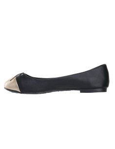 Ballerine femme simili cuir noir à nœud noir et bout rond doré SHANA  2