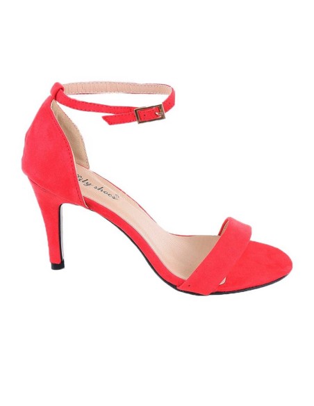 Sandales femme aspect daim à talon corail ANGIE