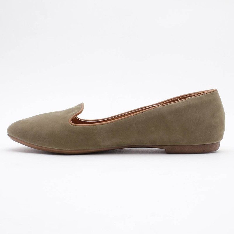 Ballerine plate aspect daim imperméable kaki AUBER Ballerine plate aspect daim imperméable kaki AUBER