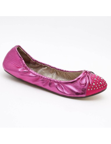 Ballerine souple simili cuir verni à strass et noeud fushia SANDRINE Ballerine souple simili cuir verni à strass et noeud fushia SANDRINE