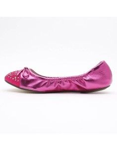 Ballerine souple simili cuir verni à strass et noeud fushia SANDRINE 2