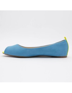 Ballerine femme simili cuir bout ouvert bleu Alexia 2