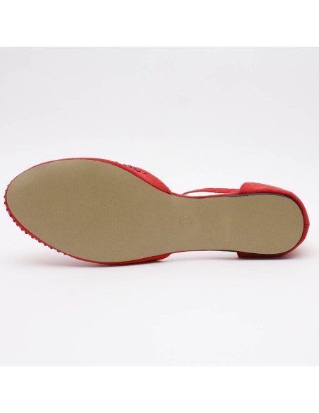 Ballerine femme en suédine avec strass rouge Brigitte