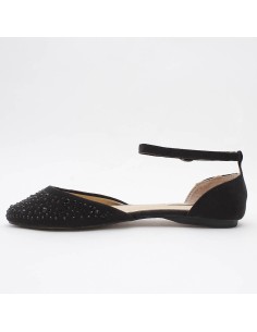 Ballerine femme en suédine avec strass et bride noire BRIGITTE 2