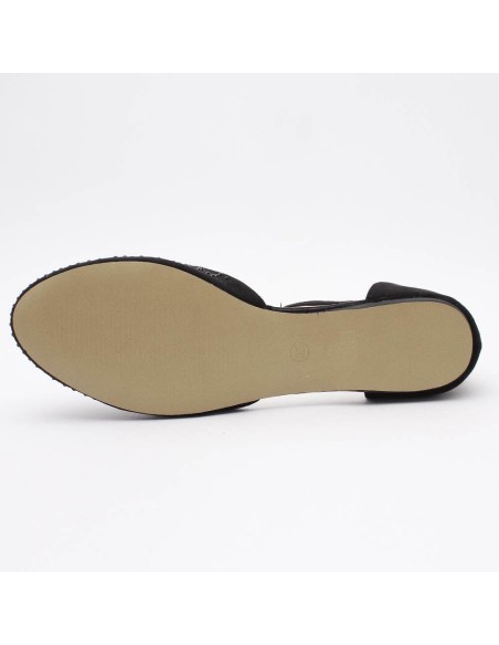 Ballerine femme en suédine avec strass et bride noire BRIGITTE