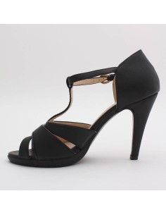 Escarpin femme à talon et brides simili cuir noir ISABELLE 2