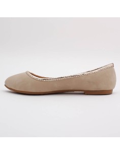 Ballerine femme simili cuir beige avec liseret doré SYNTHIA 2