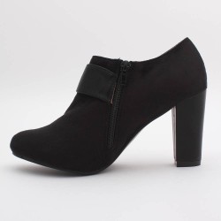 Escarpin femme simili cuir et aspect daim à boucle noir Ingrid  2