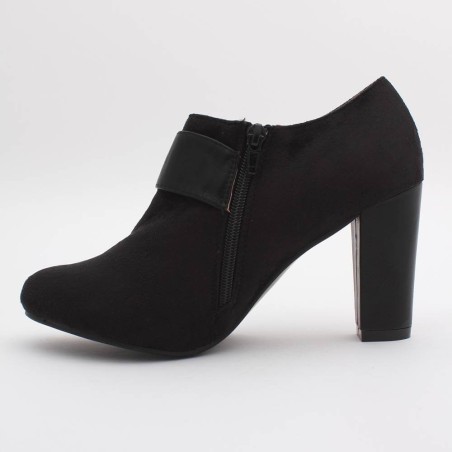 Escarpin femme simili cuir et aspect daim à boucle noir Ingrid 