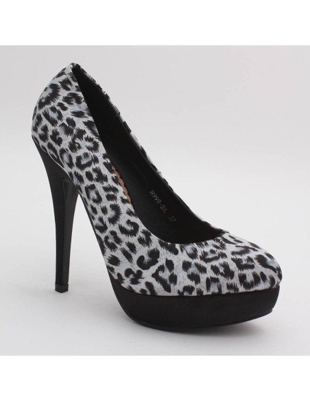 Escarpin femme à talon haut matière suédine léopard Pili