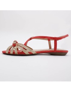 Sandale femme simili cuir rouge avec paillette dorée PAULINE 2
