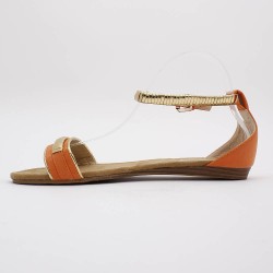 Sandale femme simili cuir orange et métal doré BELLA 2