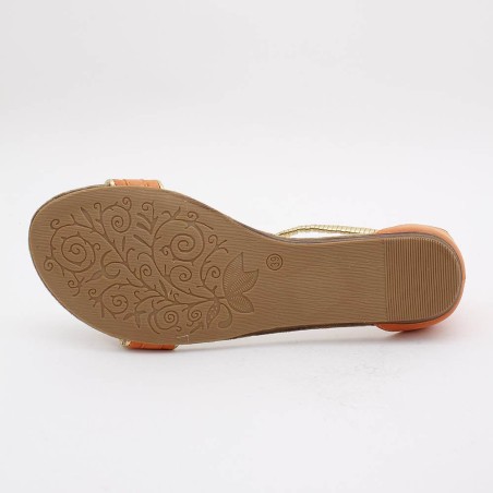 Sandale femme simili cuir orange et métal doré BELLA