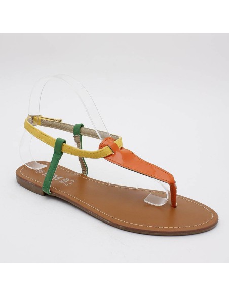 Sandales tricolore orange verni SANDRINE