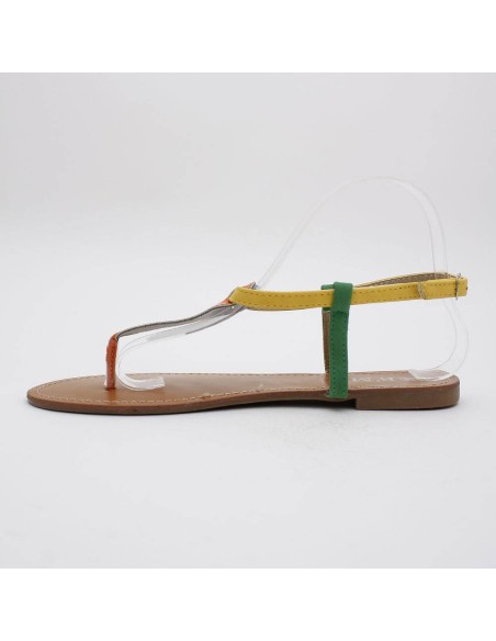 Sandales tricolore orange verni SANDRINE