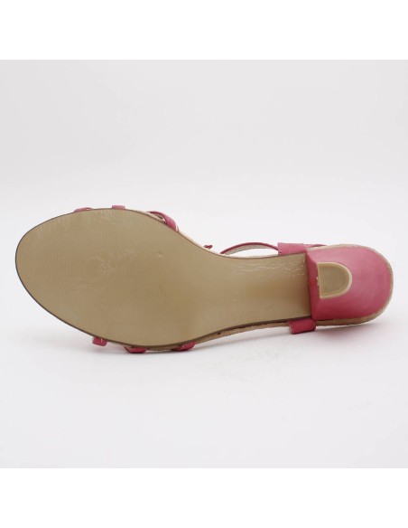 Sandale femme strassée à talon simili cuir rose fuchsia Zénith