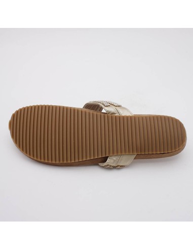 Tongs nu-pieds femme simili cuir avec à strass dorées RIVIERA Tongs nu-pieds femme simili cuir avec à strass dorées RIVIERA