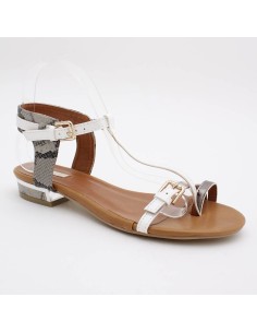 Sandale femme blanc à talon métal MODE