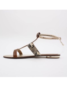 Sandales aspect serpent marron à bracelet doré LILINE 2