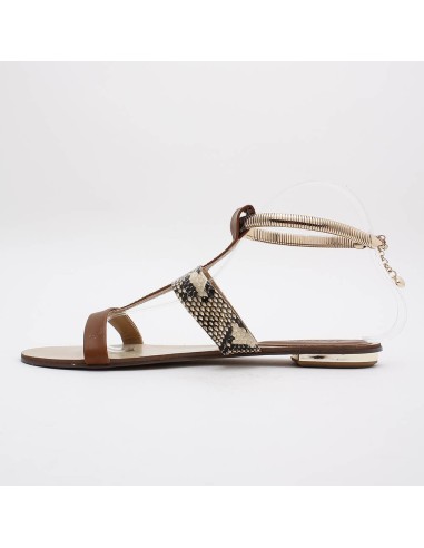 Sandales aspect serpent marron à bracelet doré LILINE Sandales aspect serpent marron à bracelet doré LILINE