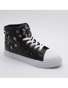 Baskets montantes perles et strass multicolores Wilecia