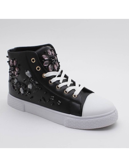 Baskets montantes perles et strass multicolores Wilecia
