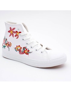 Baskets montantes blanches à fleur ELIE